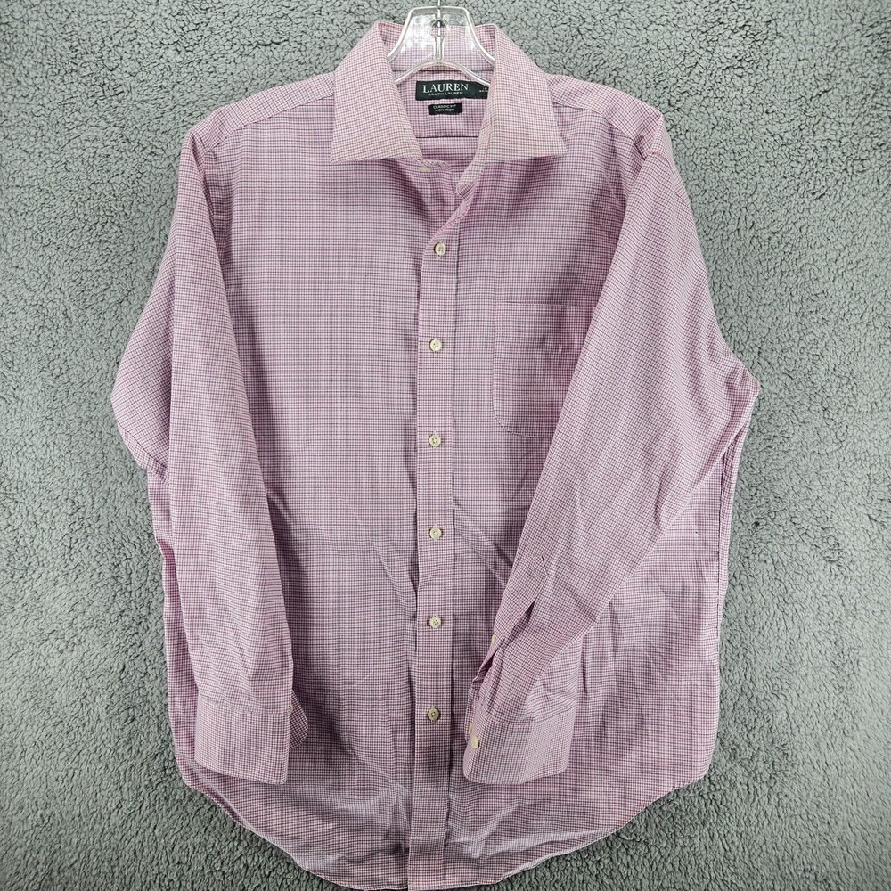 Ralph Lauren Long Sleeve Button Shirt Men's Size 16-32/33 Classic Fit Pink Plaid